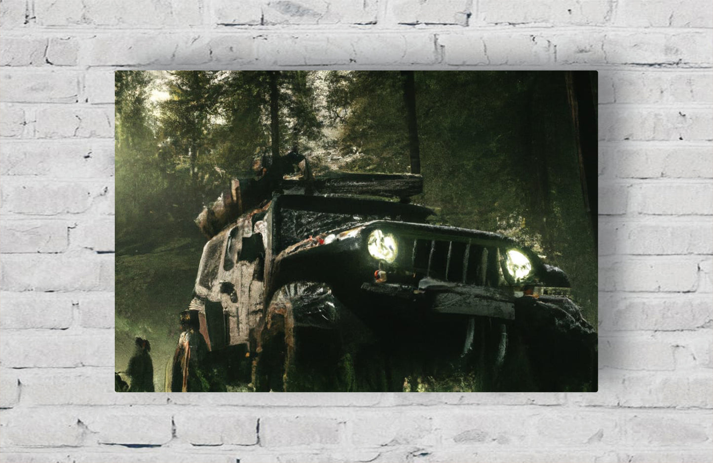 Jeeping Forest Adventure Pixel Wall Art