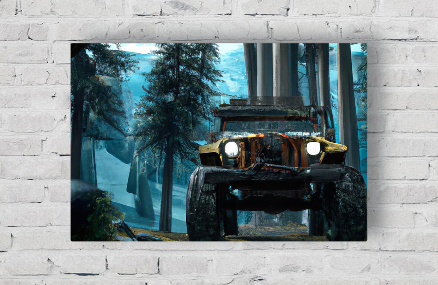 Jeeping Forest Adventure Pixel Wall Art (blue)
