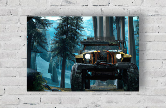 Jeeping Forest Adventure Pixel Wall Art (blue)