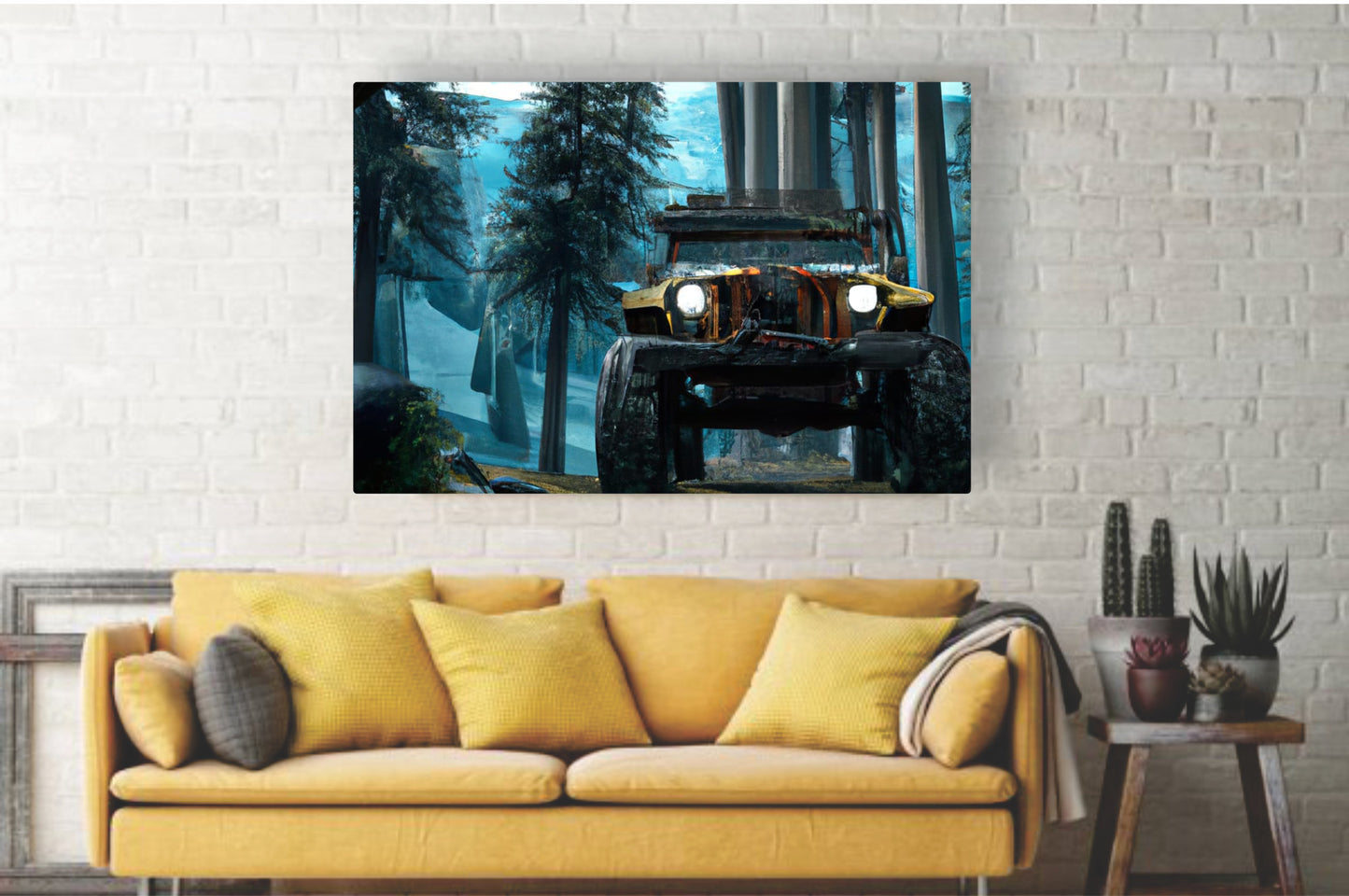 Jeeping Forest Adventure Pixel Wall Art (blue)