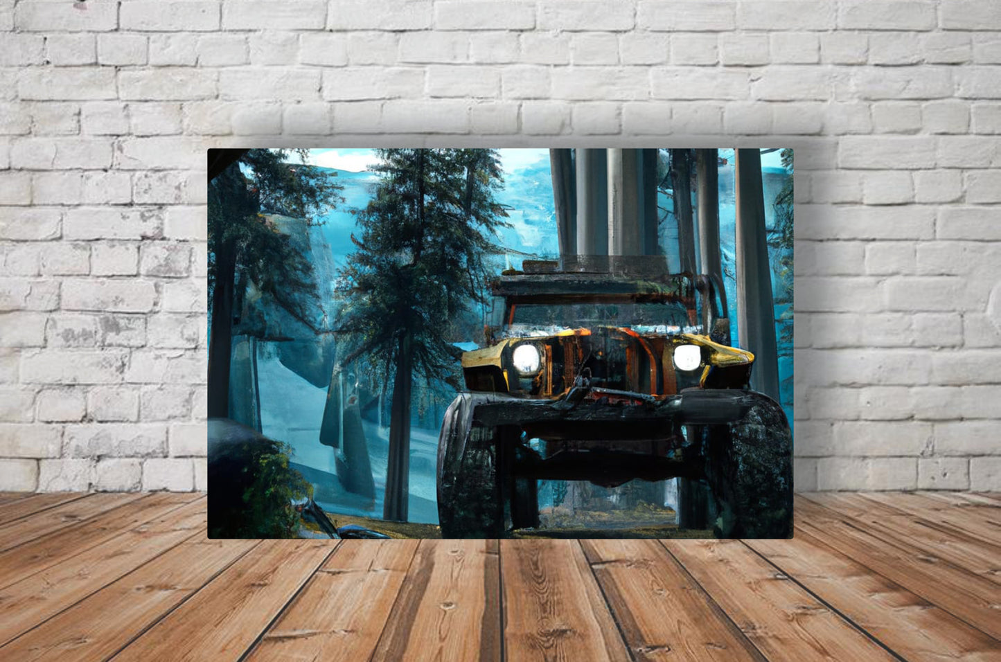 Jeeping Forest Adventure Pixel Wall Art (blue)