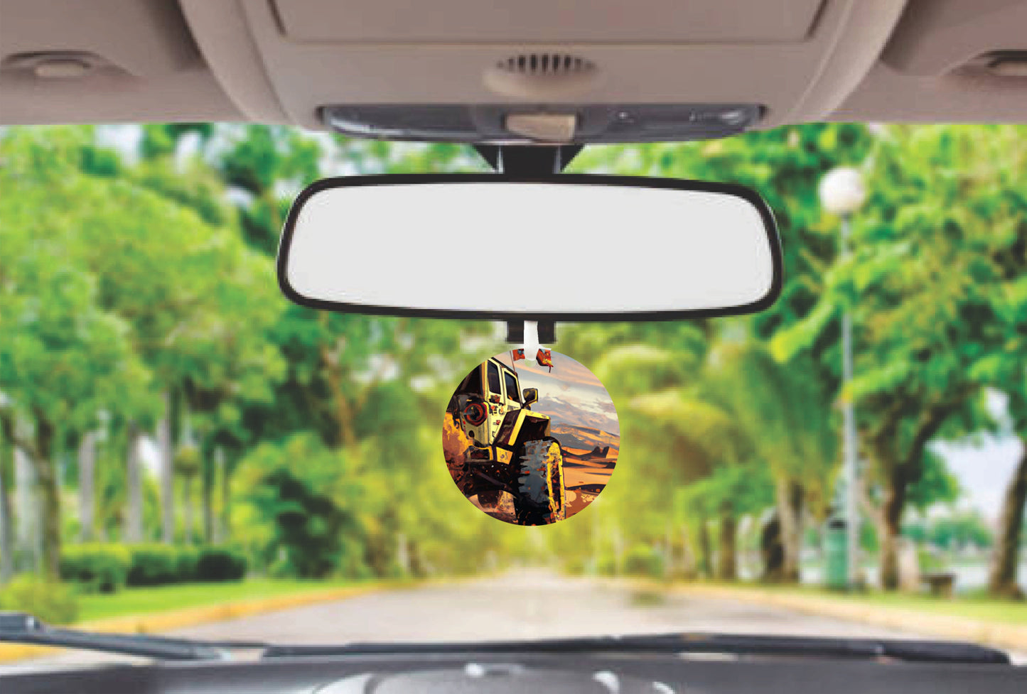 Jeeping in the Desert Rear View Mirror Hanger