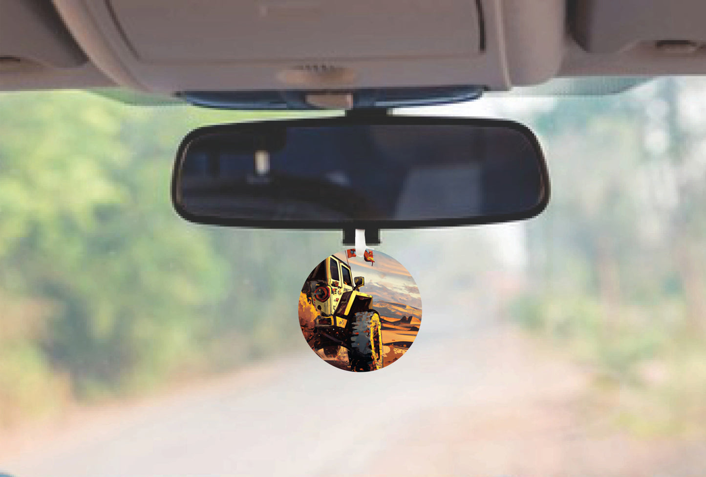 Jeeping in the Desert Rear View Mirror Hanger